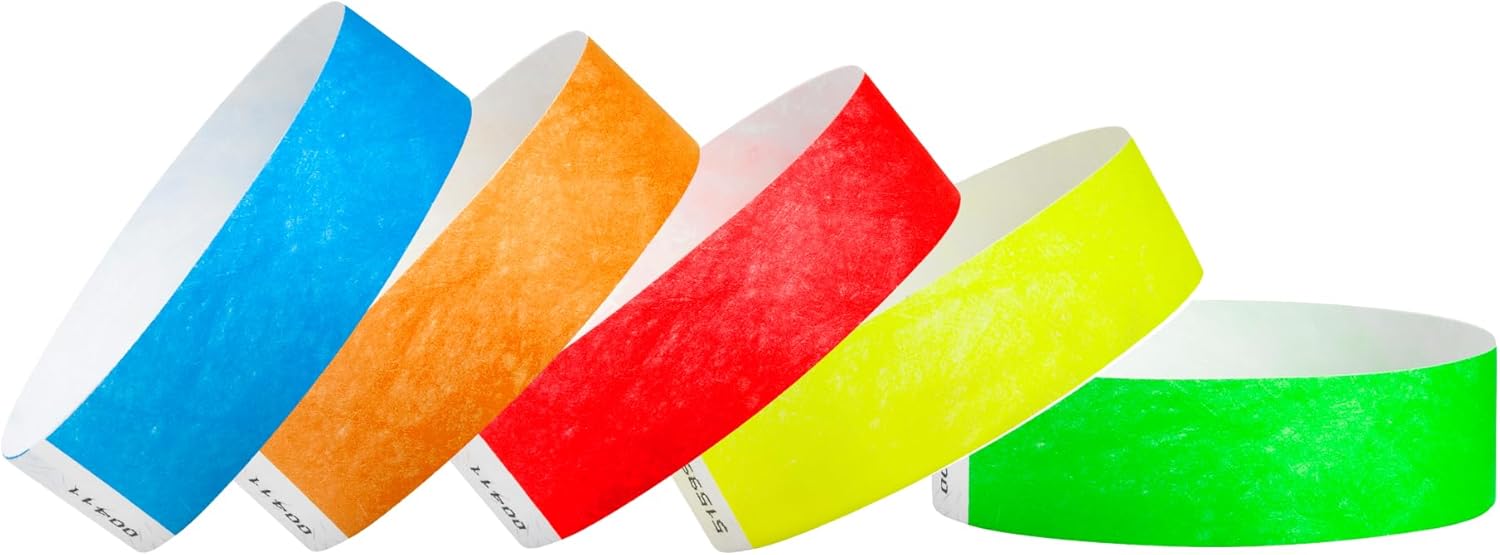 500 WristCo Tyvek Wristbands for Events – 500 Count, 5-Color Variety Pack – Tamper-Proof Design Prevents Reuse – Premium-Grade Bracelets for Hospital & Medical ID, Party, VIP Identification