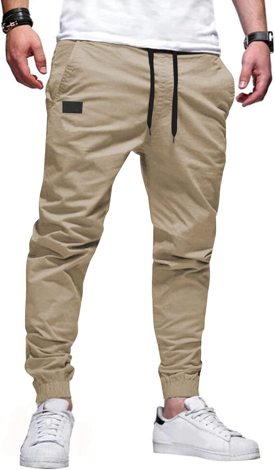 Meilicloth Joggers for Men Casual Mens Work Trousers Cotton Cargo Jogging Tracksuit Bottoms Drawstring Outdoor Sweatpants