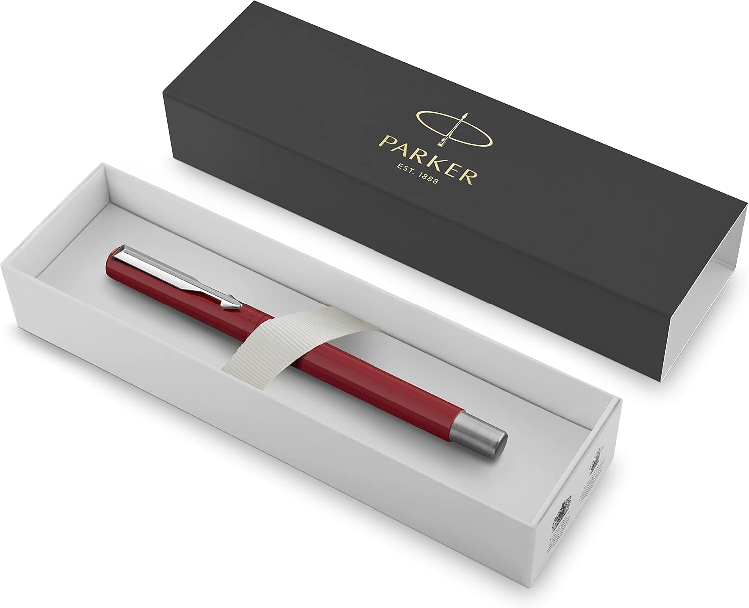 Parker Vector Premium Rollerball Pen - Red Barrel with Chrome Trim - Black Ink - Gift Boxed