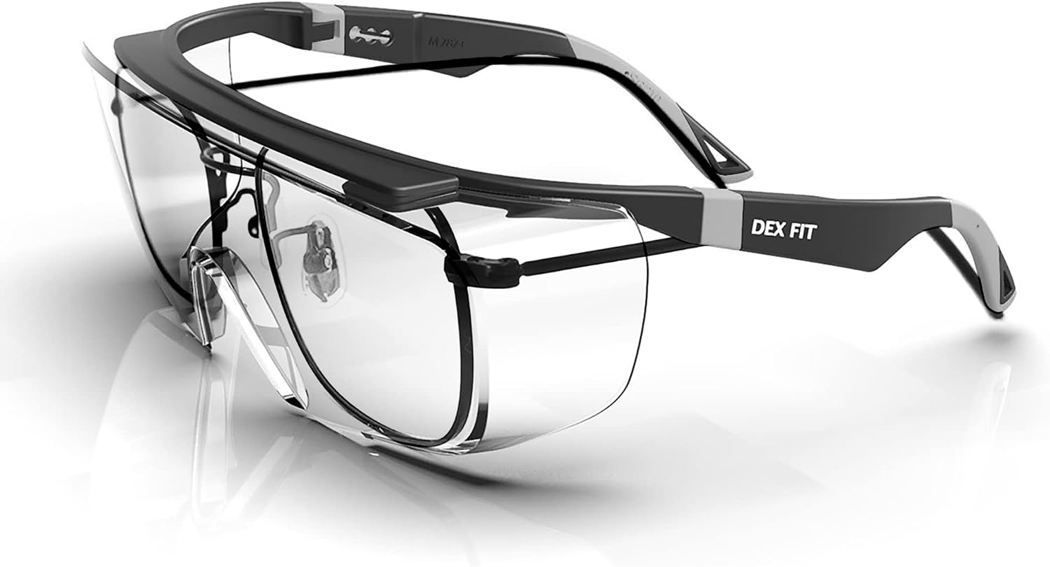 DEX FIT Safety Glasses Over Eyeglasses SG210, Anti-Fog & Scratch Resistant Z87.1 Certified, Adjustable Temples, UV Protection