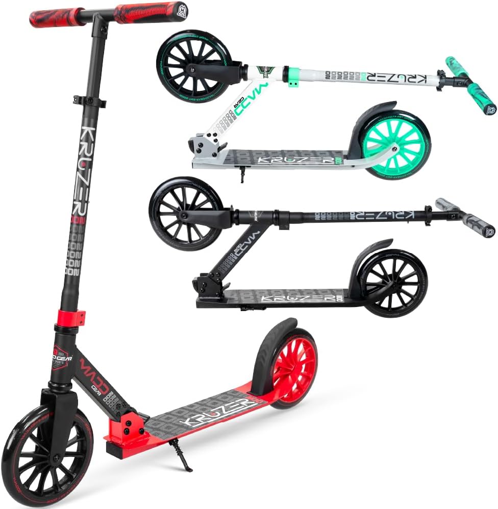 Large Folding Kick Scooter for Adults and Teens – Adjustable Handlebar – Big 200mm Wheels – Lightweight Durable Folding Frame – 220lbs Capacity – Madd Gear Metro 200 / Metro Cruise 250