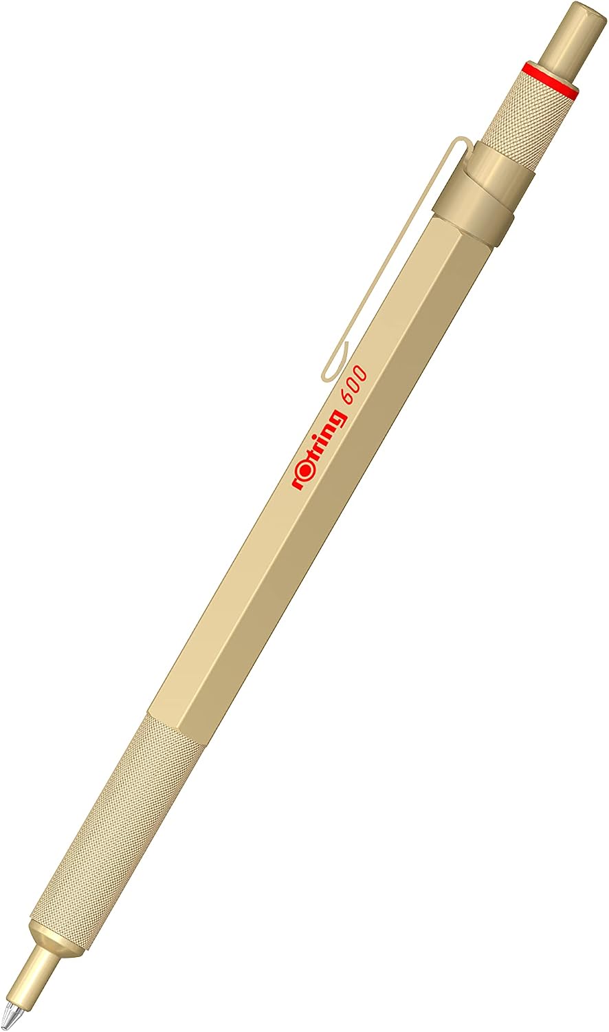 rOtring 600 Metallic Ballpoint Pen, Medium point, Black Ink, Gold Barrel, Refillable, 1 Count