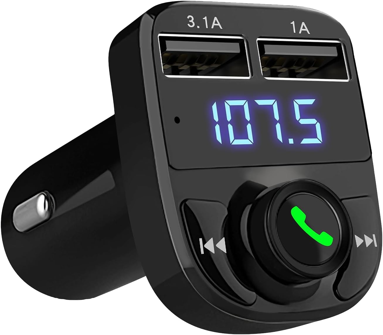 LIHAN Bluetooth Car Adapter 5.3, FM Transmitter, Dual USB Charger | Stream music, Spotify and GPS navigation with hands-free calling while charging two devices through dual USB ports