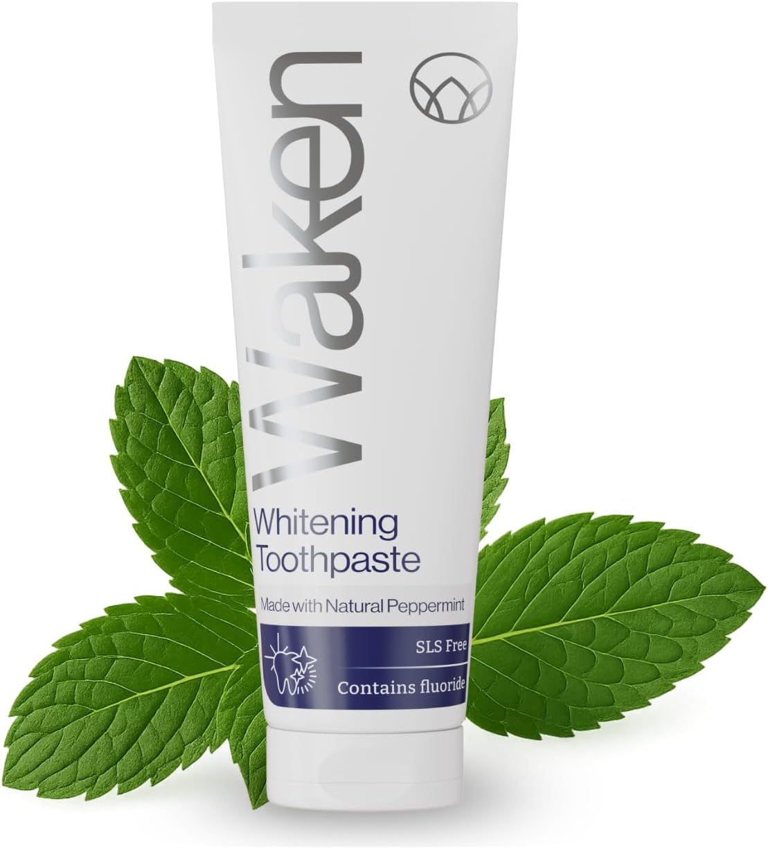 Waken Whitening Toothpaste, Natural Enzymes & Peppermint, Tooth paste with Fluoride, Hydrogen Peroxide-Free Toothpaste Whitening, Fresh Breath & White Teeth, Vegan, 75ml | Lifts Tea, Coffee & Wine Stains for a Brighter Smile, Papain & Bromelain Plant Enzymes, Peroxide-Free, SLS-Free, Vegan