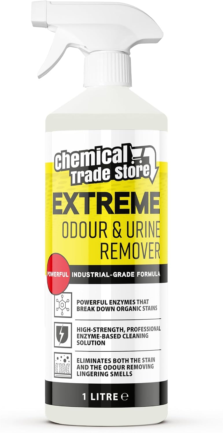 Extreme Odour & Urine Remover 1L - Enzyme-Based Cleaner for Pet & Household Smells - Eliminates Stains & Bad Odours from Carpets, Upholstery & Hard Floors