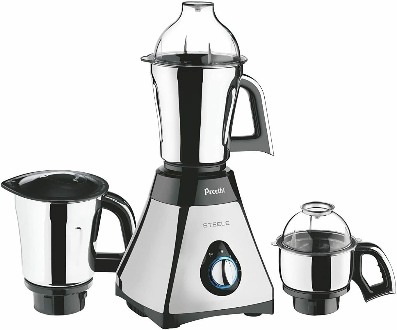 Preethi Steele 3-Jar Mixer Grinder, 550-Watt