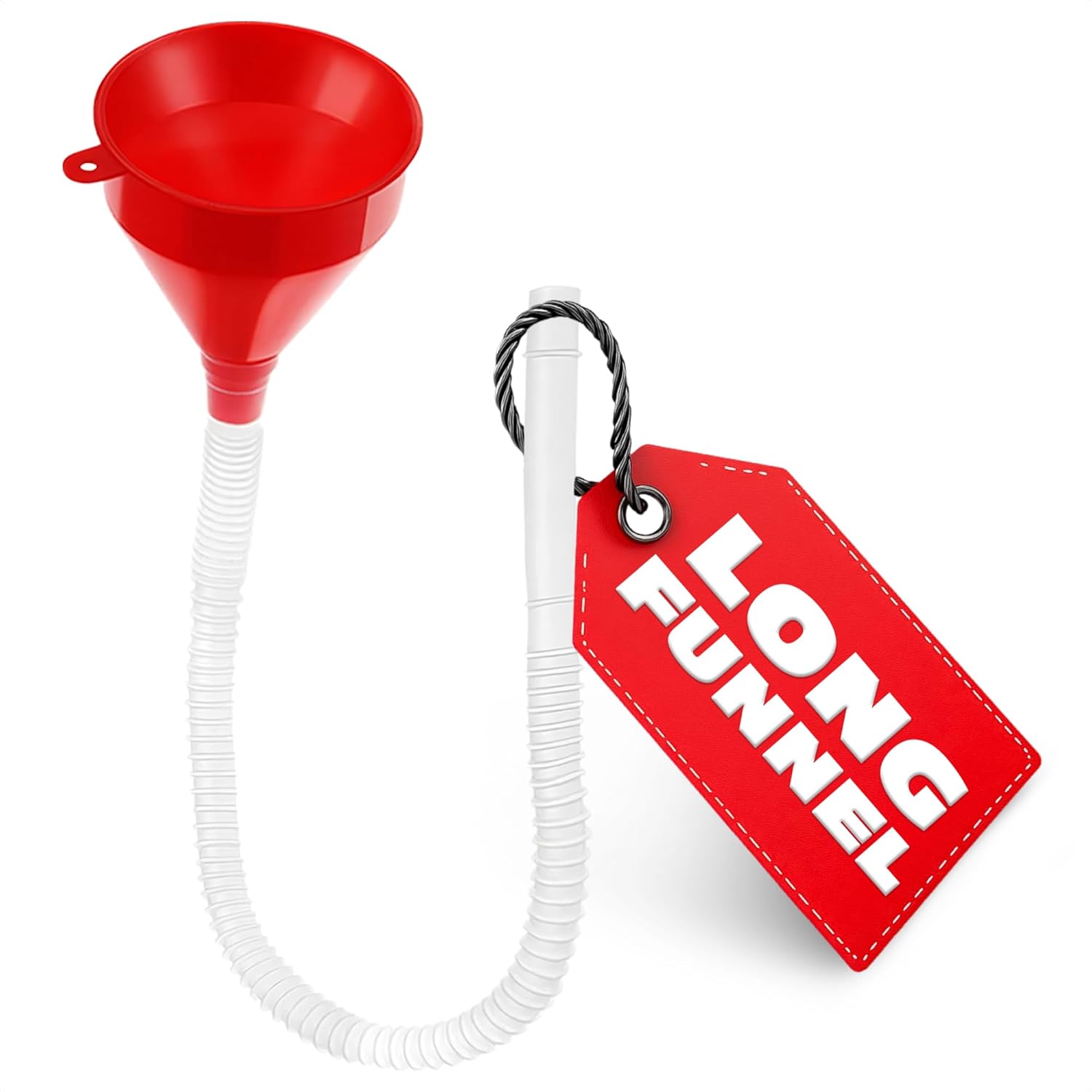 Christmas Tree Watering Funnel with Hose 3'' Wide 23'' Long – Transmission Long Funnel Narrow Tip – Flexible, Reusable and Durable with Elastic Hose, No Leak Design for Oil, Gas, Coolant and Water
