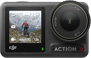 DJI Osmo Action 4 Standard Combo, Action Camera 4K/120fps Waterproof with a 1/1.3-Inch Sensor, Stunning Low-Light Imaging,10-bit & D-Log M Color Performance, Long-Lasting 160 Mins, Outdoor Camera