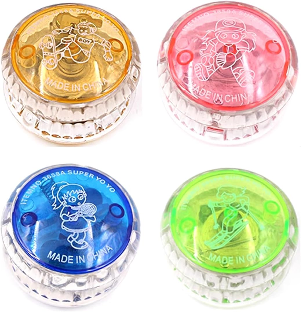 4 Pack Light Up Yo Yo Balls, Flashing Responsive Yoyo Toys for Kids, Colorful LED Light Up Yoyo, Perfect for Beginners, Party Favors, and Fun Trick Play for Kids