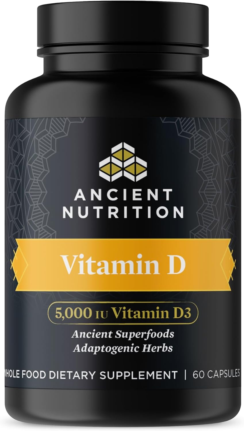 Ancient Nutrition Vitamin D, 5,000 IU Vitamin D3 + K2 for Immune Support