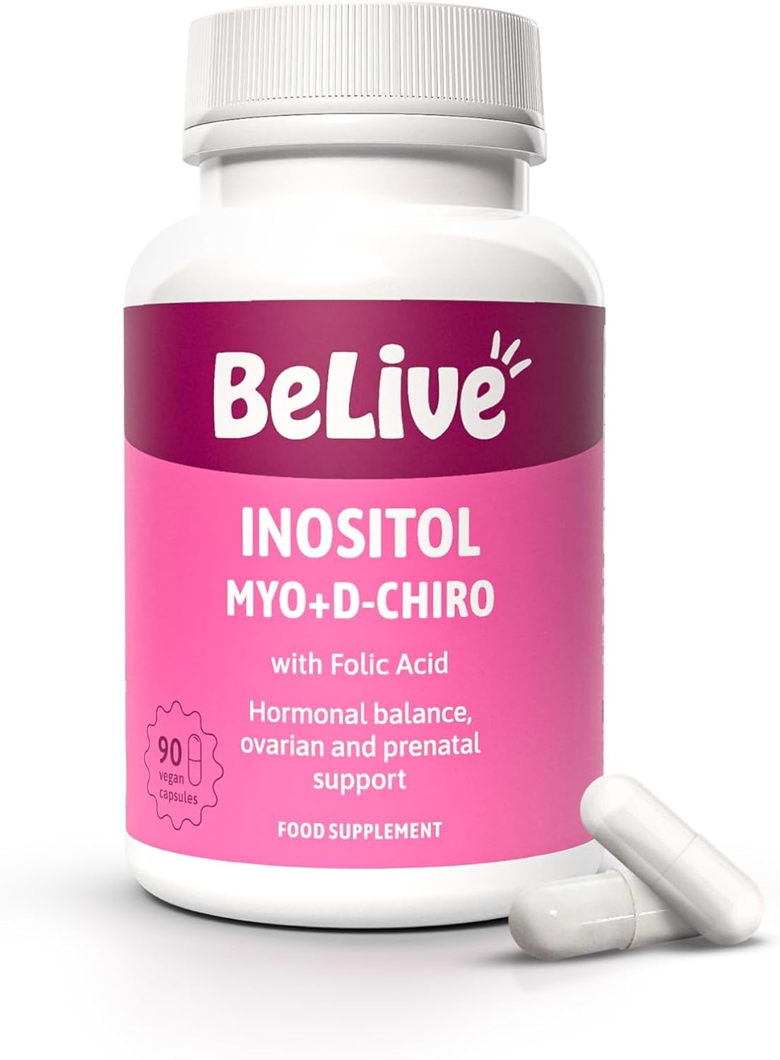 BeLive Myo-Inositol & D Chiro Inositol, PCOS Supplement for Women, 90 Caps