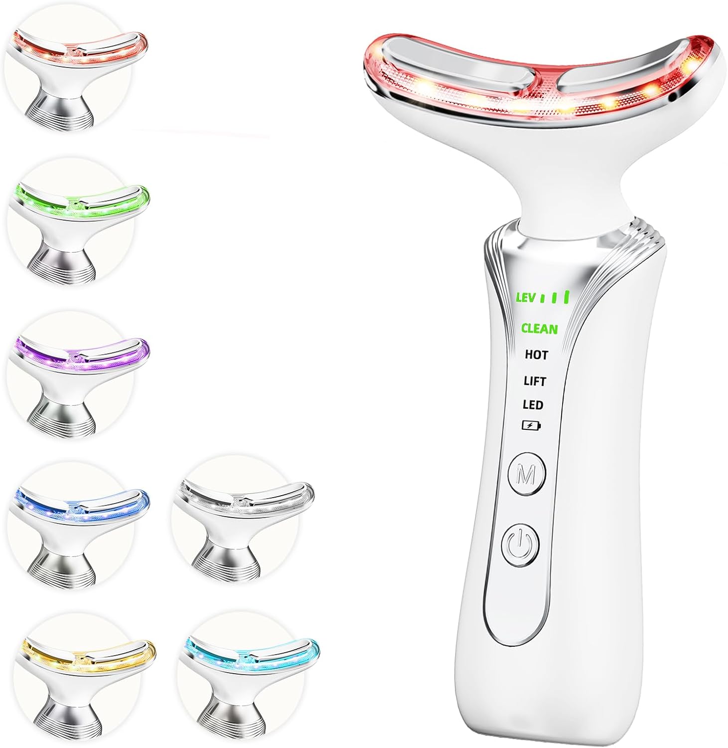Face Massager, Electric Face Device with 4 Modes for Skin Toning Beauty Devices, 7 Color Anti-Wrinkle Face Device & Neck Massage Facial Massager for Women