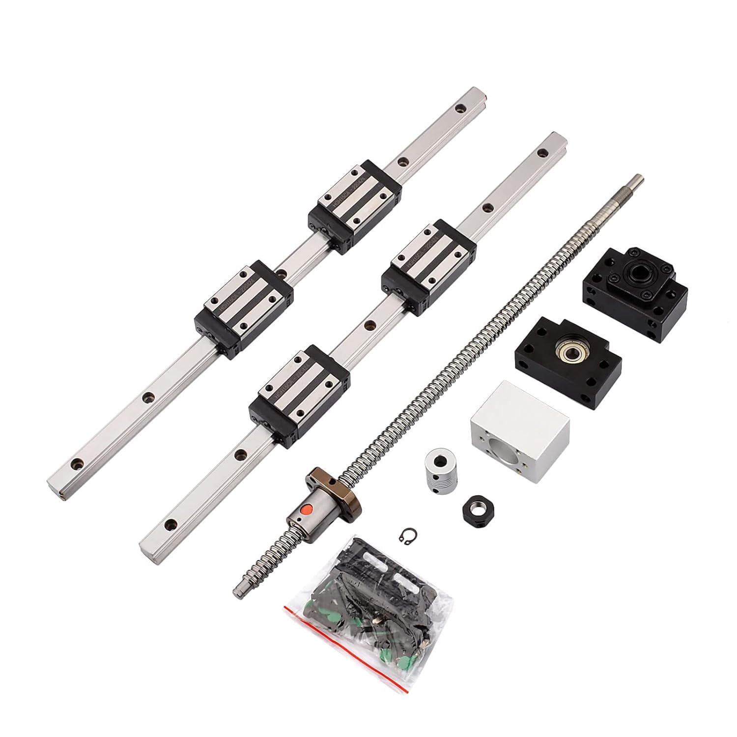 2Pcs 300MM HGR15 Linear Guide Rail with 4 Bearing Block,1Pcs 300MM SFU1204 Ball Screw with Metal Deflector Ball Screw Nut