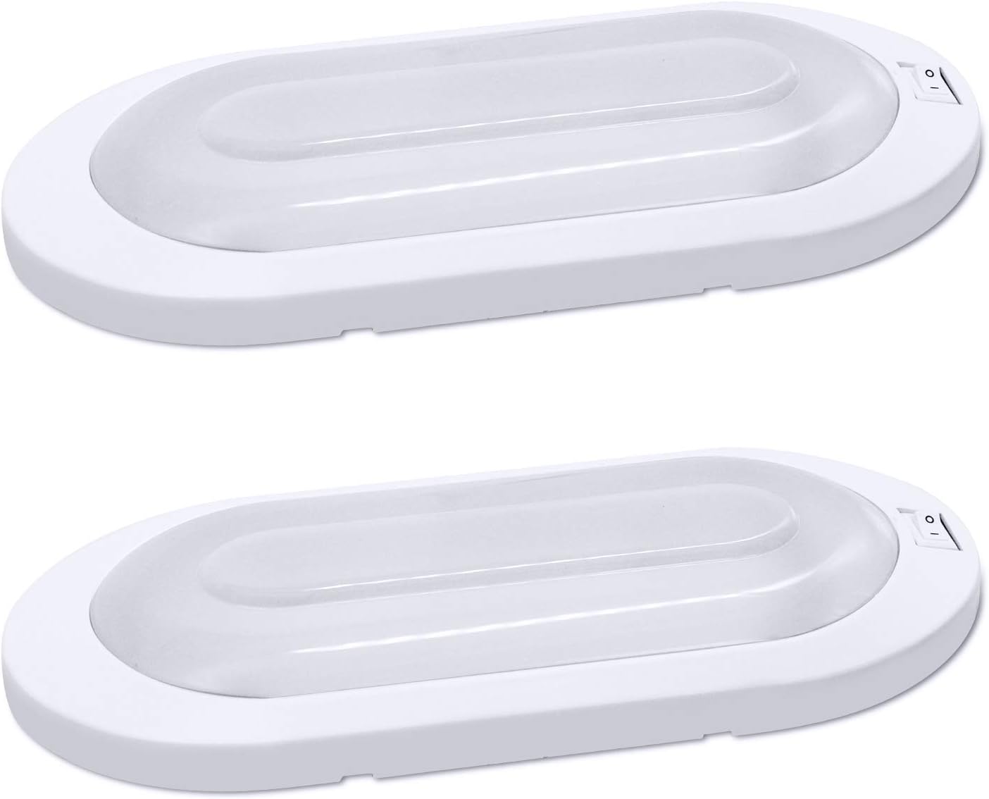 Facon 12V LED RV Light Fixture RV Celing Light with Switch - 2 Pack, DDS01-008, 12Volt Interior Light for RV Motorhomes Camper Caravan Trailer Boat, 3400K Warm White