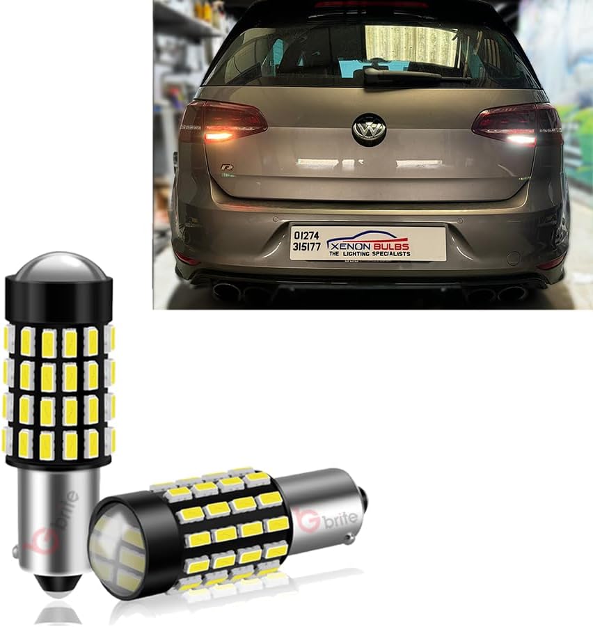 GBrite- 2x BAY9S H21W 435 XENON LED CANBUS ERROR FREE BULBS REVERSE BULBS COMPATIBLE WITH VW GOLF MK7 GTI GTD R