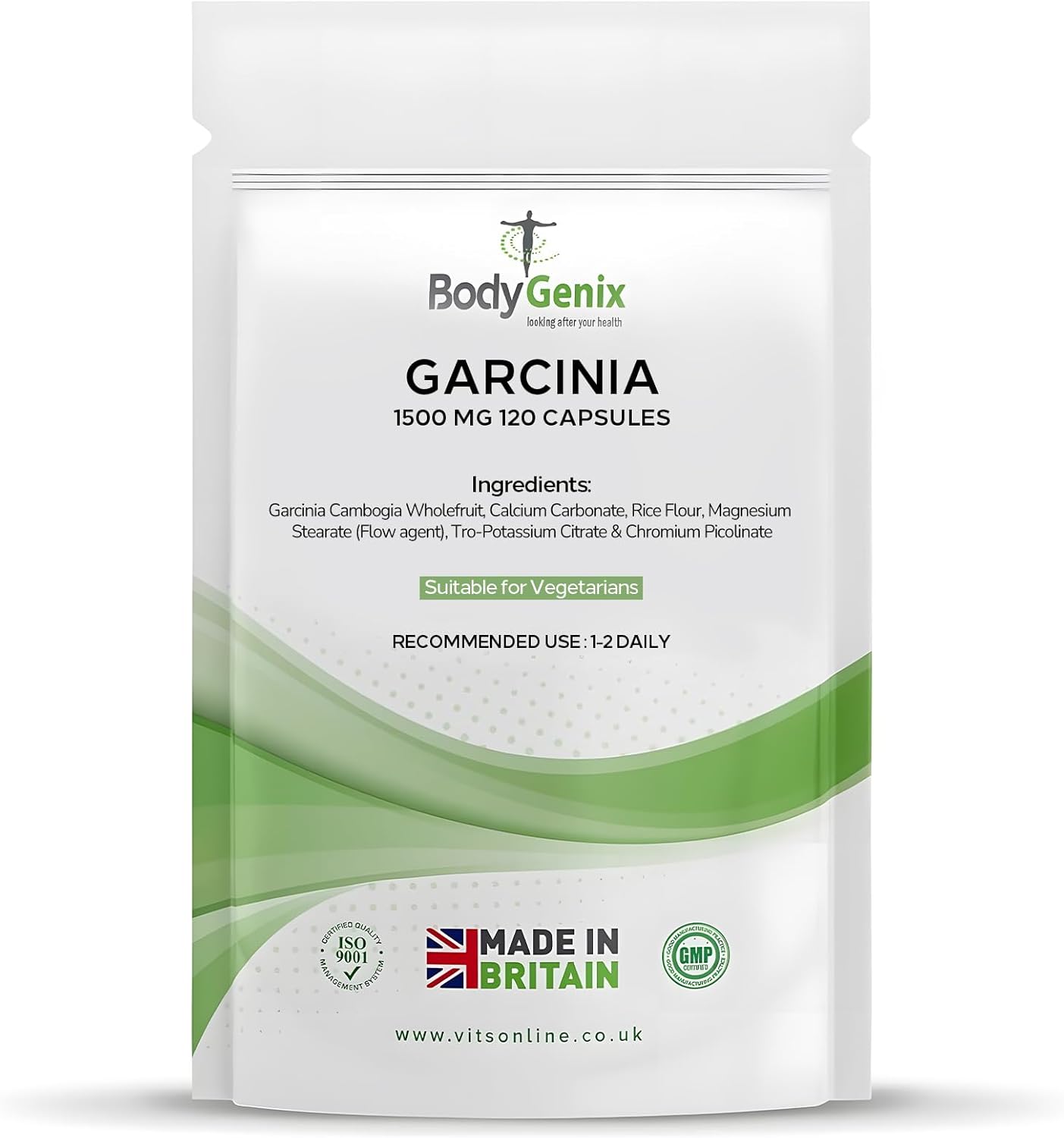 Bodygenix Garcinia Cambogia 1500mg Capsules - High Strength Weight Management Metabolic Support Appetite Suppressant Vegan Supplement - 120 Capsules 4 Month Supply