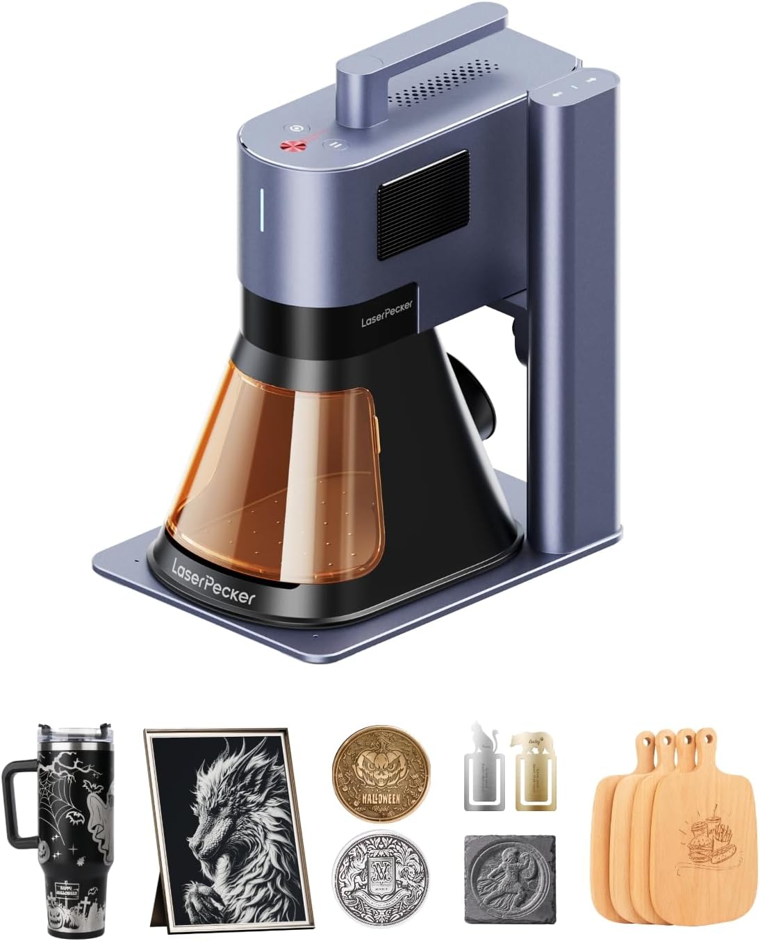 LaserPecker LP5 20W Fiber & Diode Dual Laser Engraver & Cutter, 10000mm/s 3D Embossing, Laser Engraving Machine for Metal, Jewelry, Wood, Acrylic, Leather & Batch Business