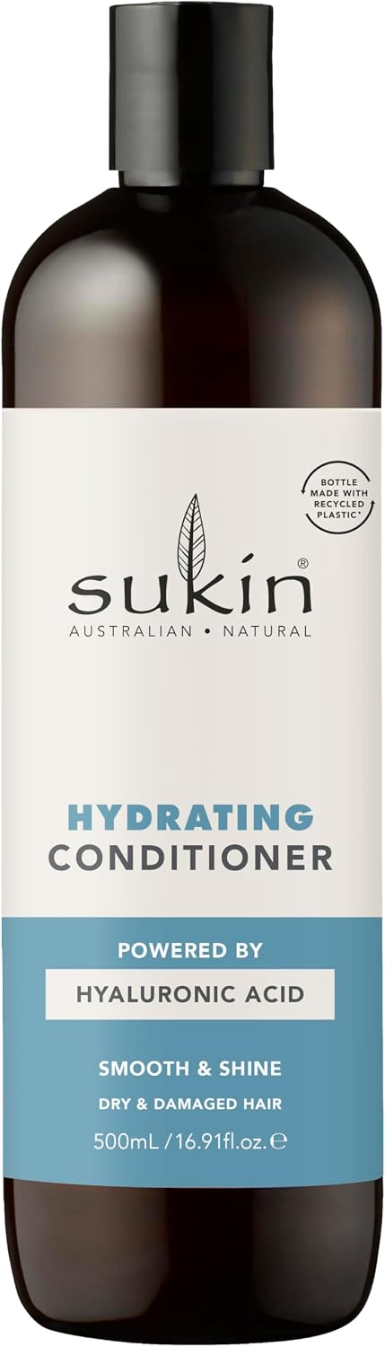 Sukin Hydrating Conditioner 500ml - strengthens and repairs dry and damaged hair, adds shine and tames frizz - with Coconut Oil & Shea Butter; cruelty free & vegan friendly.