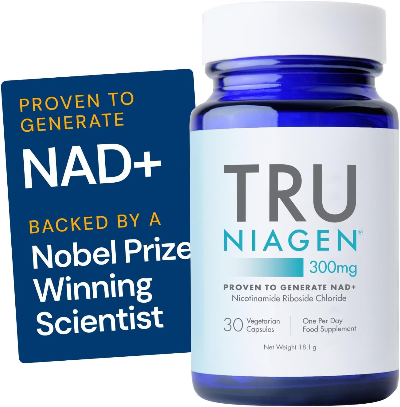 TRU NIAGEN Clinically Studied NAD+ Supplement 300mg x 30 Capsules, 1 Daily