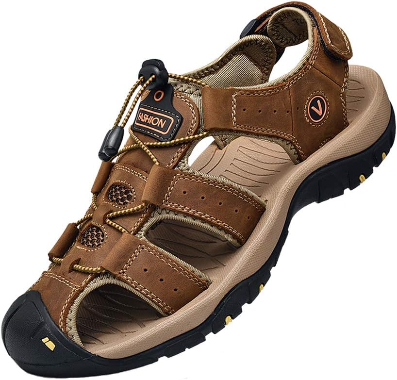 Sports Outdoor Sandals Summer Men's Beach Shoes Closed-Toe Shoes Leather Casual Trekking Walking Hiking Touch Close sandals for men