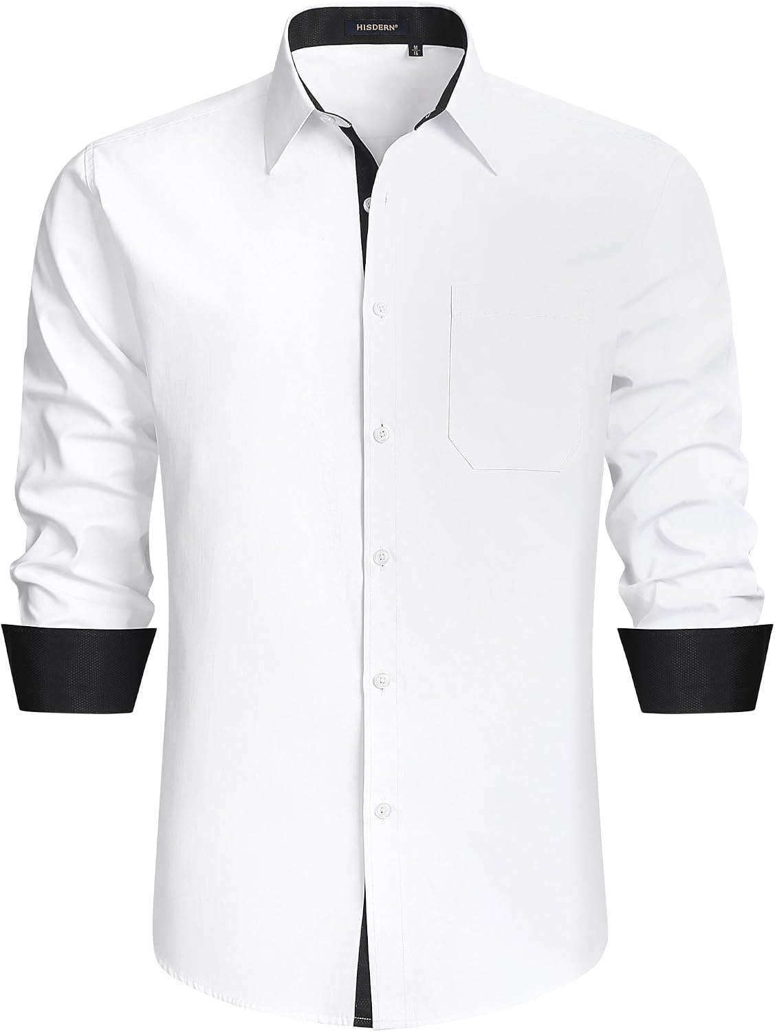 HISDERN Men's Dress Shirts Long Sleeve Formal Casual Business Shirts for Men Regular Fit Button Down Wedding Party Work with Pockets