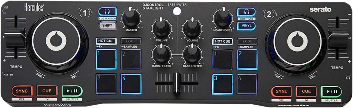 Hercules DJControl Starlight – Compact DJ Controller with Built-in Light Show and Professional Features