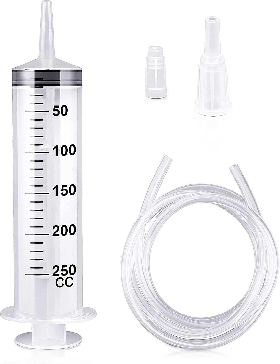 150/250/350/550 ml Large Capacity Syringe, Reusable Liquid Plastic Syringe with Tube for Liquids, Oil or Glue Applicator, Pet Feeding, Plant irrigation Labor&Science Use (250ml)