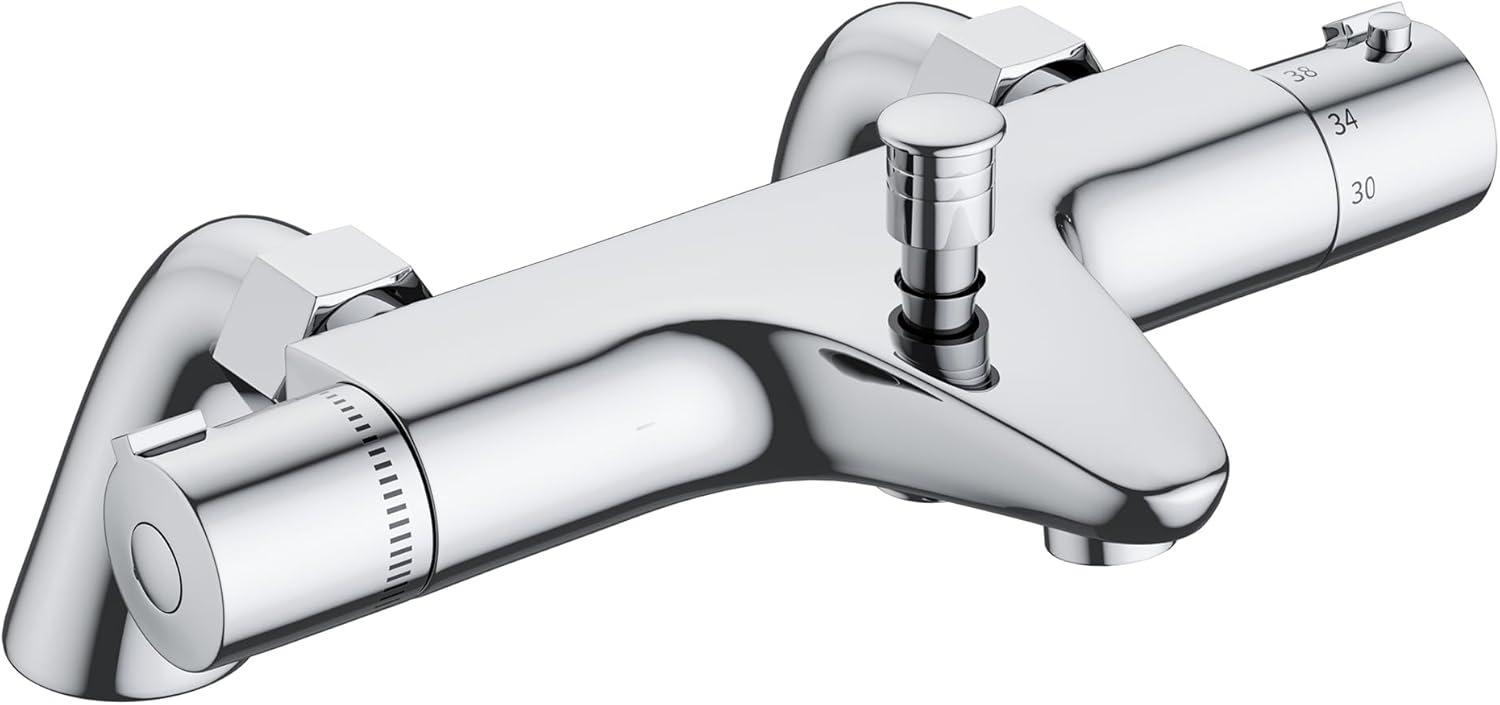 MORADO Thermostatic Bath Shower Mixer,Thermostatic Bath Mixer Tap,Bath Tap with Temperature Control,Solid Brass,Chrome Finished,Bathtub Mounted,(Bathtub Mounted)