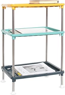 Multicolor Plastic Storage Rack Easy Assembly Space Saving for Kitchen Laundry Room Bathroom (3-Tier)