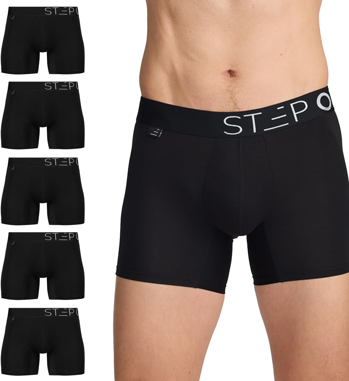 STEP ONE Mens Underwear Trunk Briefs, 5 Pairs, Viscose from Bamboo Underwear, Moisture Wicking 3D Pouch + No Ride Up Trunks