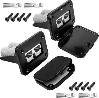 50A Plug Mounting Panel for Anderson SB50 Series Connectors with Cover, 50Amp Battery Quick Connect/Disconnect Connector Mounting Panel, Flush Mount Recessed Plate 2Pcs Socket Panel 12-24V DC