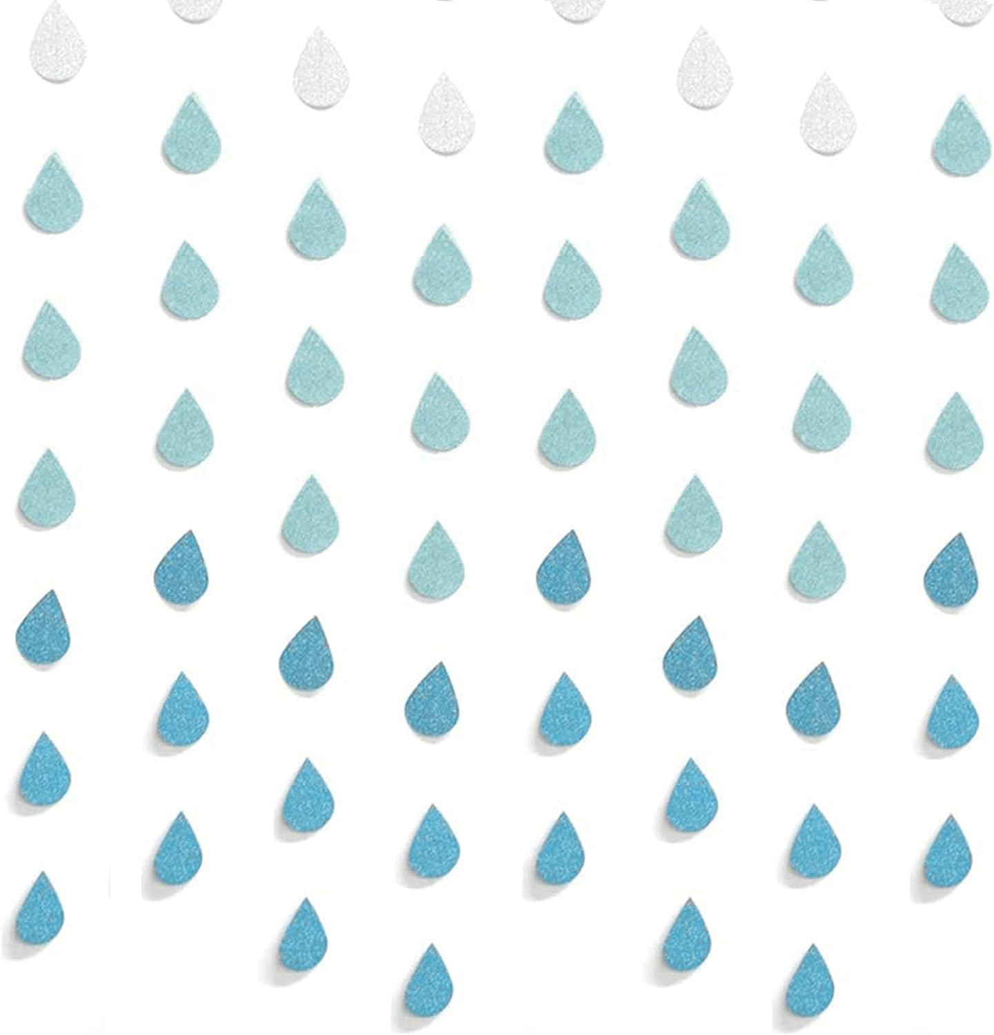 Yzurbu 12 Strings Raindrop Garland, Paper Hanging Rain Drops Decor Pieces for Baby Shower, Cloud, Party and Centerpieces Decoration