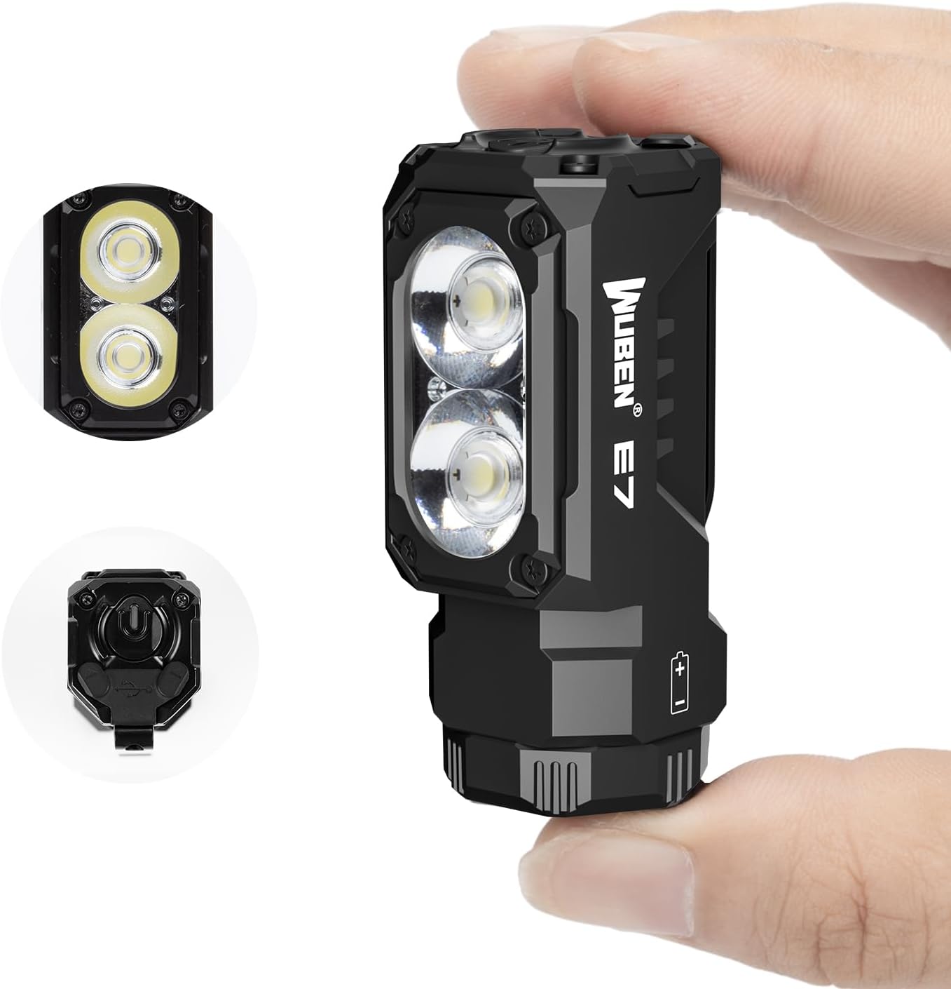 WUBEN E7 1800 Lumen Torch Light with Magnet - Super Bright 6 Modes EDC Flashlight, Typ-C Rechargeable LED Flash Light; IP68 Pocket Flashlight for Headlamp Use, Rescue, Camping