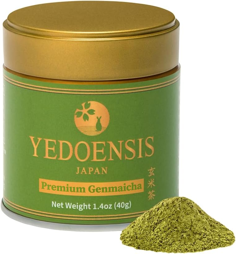 YEDOENSIS Premium Genmaicha - Authentic Japanese Green Tea with Roasted Brown Rice Genmaicha Powder, Vegan Gluten-Free (40g)
