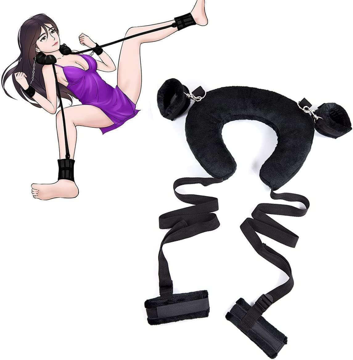 Bondaged Kit Adult Bed Restraint for Couples Under King Bed Wrist Ankle Restraints for Couples Queen Bed Submissive Bondaged Restraints Sex Set Bed Sexual Hands Feet Binding Straps Handcuffs Hoodies