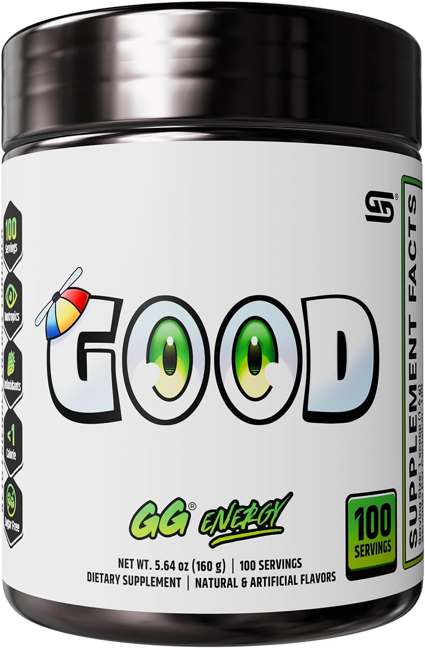 Gamer Supps GG Energy - Good by SMii7Y (100 Servings) - Keto Friendly Gaming Energy and Nootropic Blend, Sugar Free + Caffeine + Vitamins + Immune Support, Powder Drink