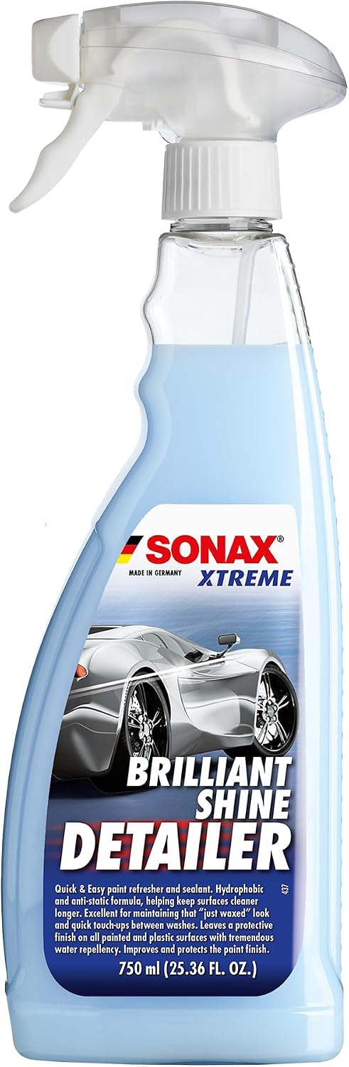 SONAX Brilliant Shine Detailer 287400 | High-Gloss Quick Detailer | Enhances Paint Shine, Luster & Slickness | Water-Repellent Protection | Waterless Wash | Removes Dust & Light Contaminants | 750ml