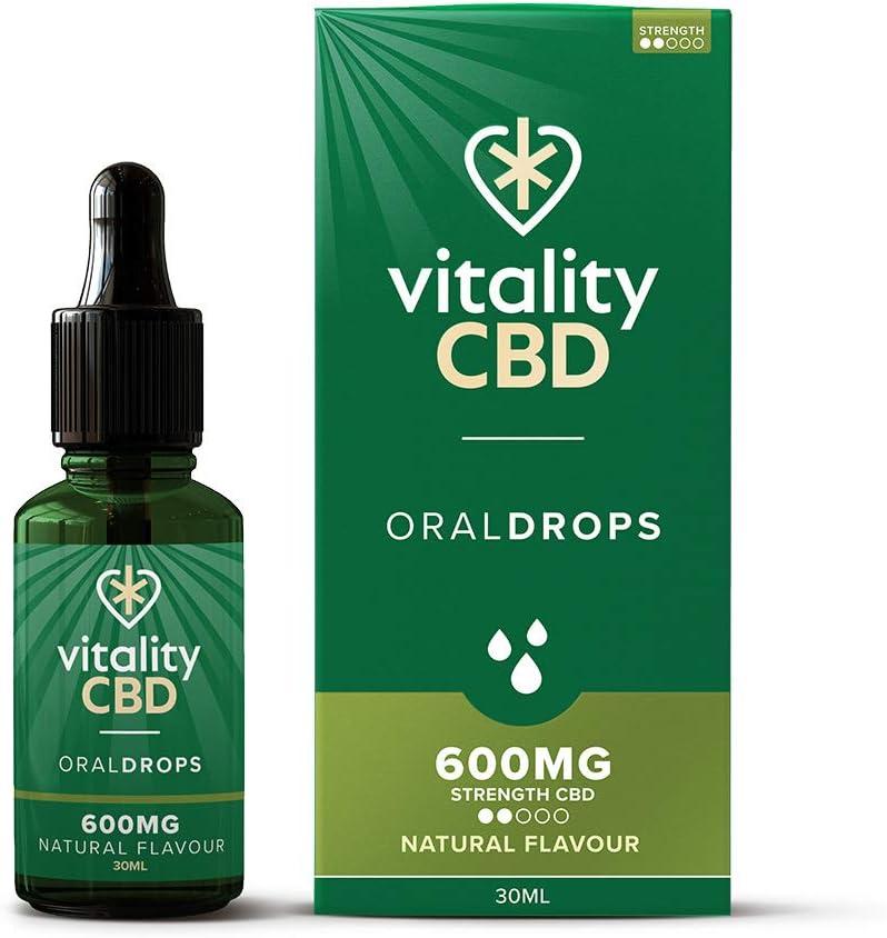 Vitality CBD Oral Drops in hempseed Oil, 600 mg, Natural, 30ml, NO THC