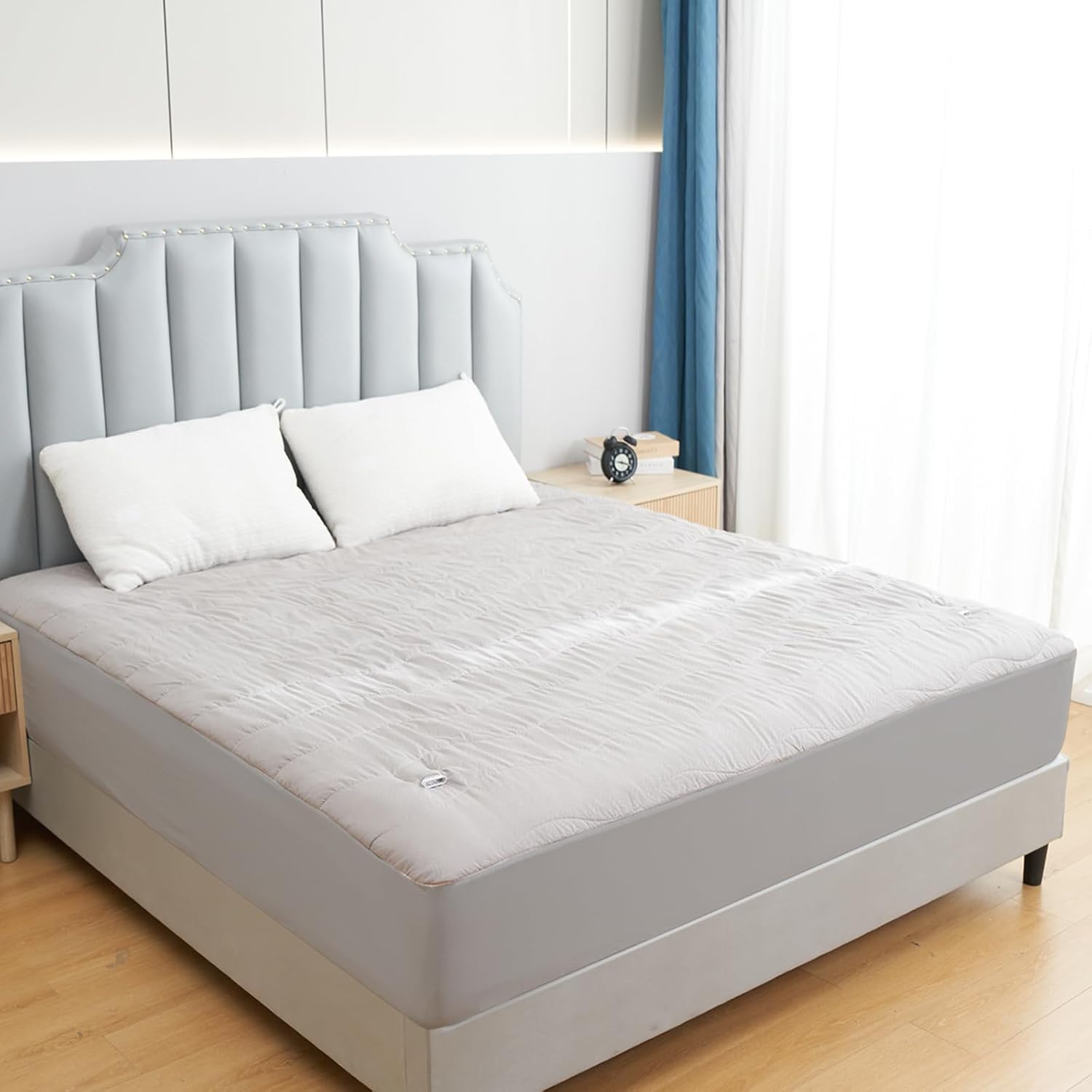 Electric Mattress Pad Twin Size 39"x75",6 Heating Levels & 1-10 Hour Auto Shut Off,Warm and Soft Comfort Fabric with 15 Inch Deep Pocket,Machine Washable,Gray