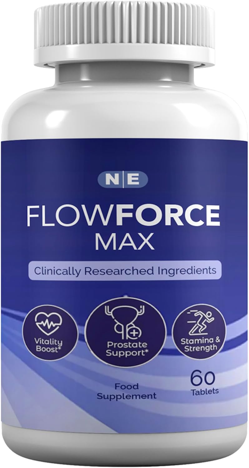 FlowForce Max Prostate Support Capsules, Urine Flow Formula, Reduces Bladder Discomfort, 60 Capsules, Vegan, Vegetarian, Gluten Free