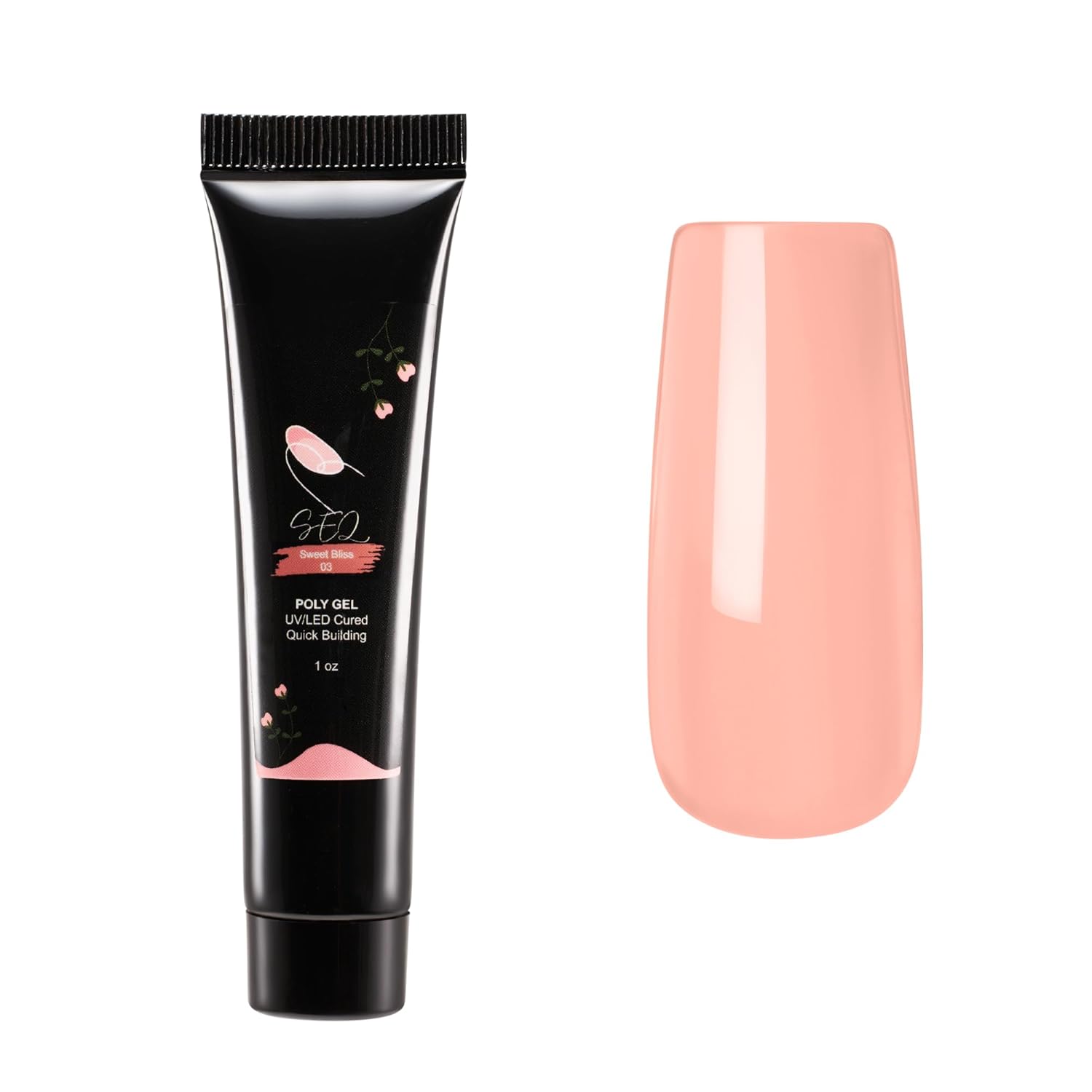 quick.simpl.easy Poly Extension Gel Nail Kit, 1 Color, SUMMER BLUSH Neutral Poly Nail Gel With Base Top Coat Trendy Nail Art Design Nail Brush (Sweet Bliss, 1oz)