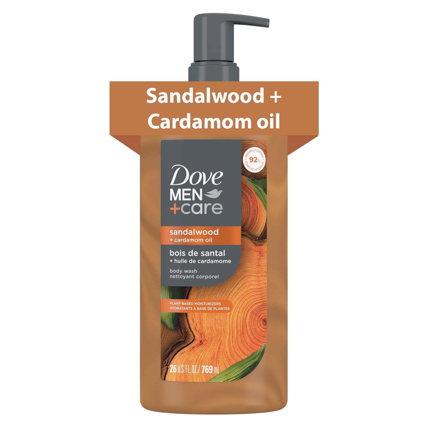 Dove Men Moisturizing Body Wash, Sandalwood + Cardamom Oil, 26oz