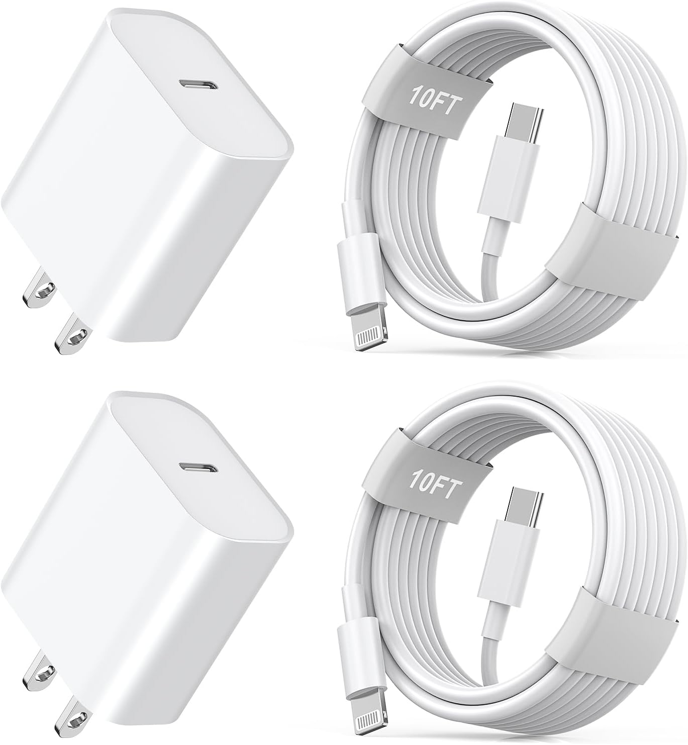 iPhone11 12 13 14 Fast Charger,2Pack 20W iPhone Charger Fast Charging Block Adapter with 10FT USB-C to Lightning Data Sync Charging Cord for iPhone 14 13 12 11 Pro Max Xs Xr X 8