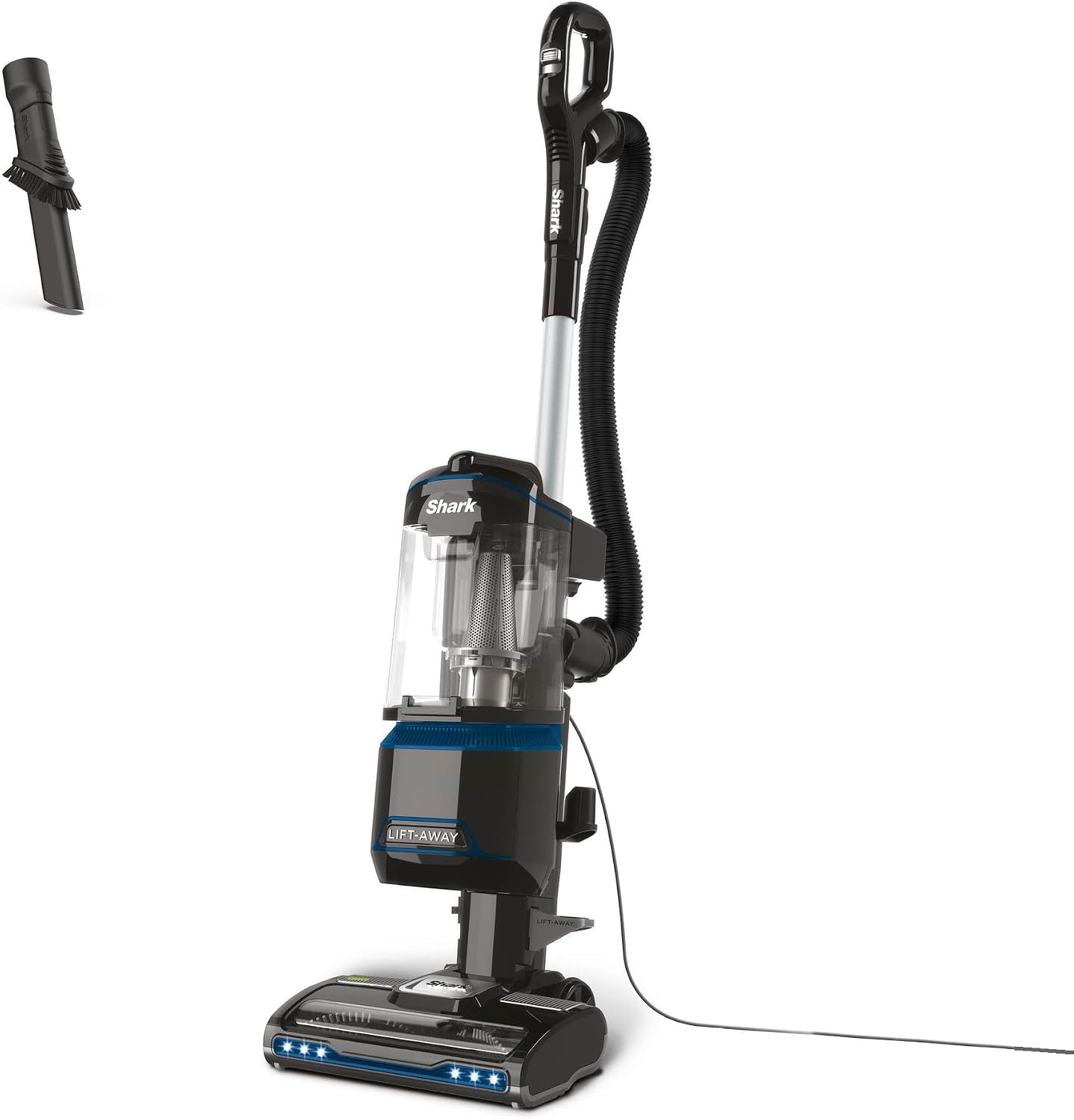 Shark Corded Upright Vacuum Cleaner 1.1L with Lift-Away Technology, LED Headlights, Anti-Allergen, 8m Cord, 750W, Crevice, Multi-Surface Tools, Blue/Black, NV602UK, 40/16B-D | with Lift-Away Technology, LED Headlights, Anti-Allergen, 8m Cord, 750W, Crevice, Multi-Surface Tools