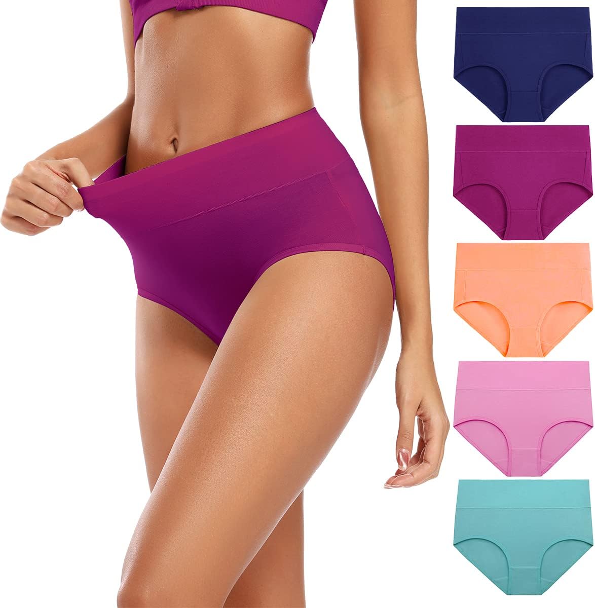 Molasus Women's Cotton Underwear High Waisted Full Coverage Ladies Panties (Regular & Plus Size)