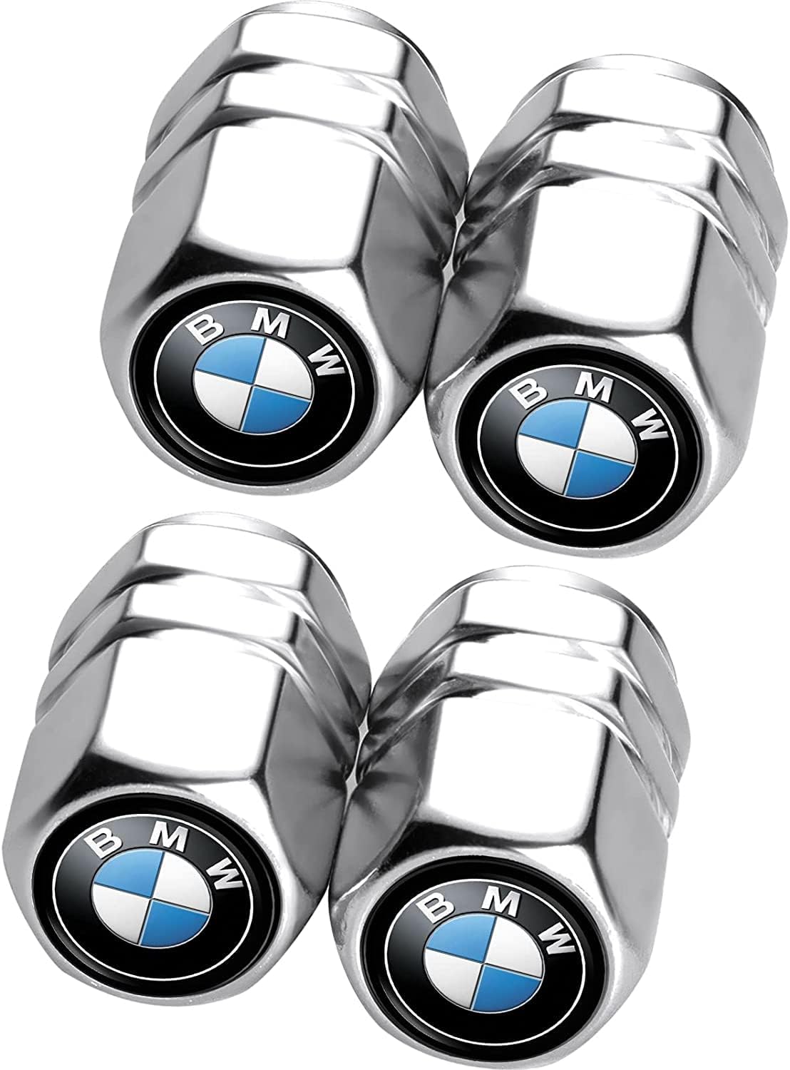 4Pcs Car Tyre Valve Caps Cover,Metal Car Tire Dust Caps for BMW X1 X3 X7 X5 X6 1 3 5 6 Series Z4 7 M Series,Car Accessories Anti-corrosion Leak-Proof Screw-On Easy-Grip,Silver