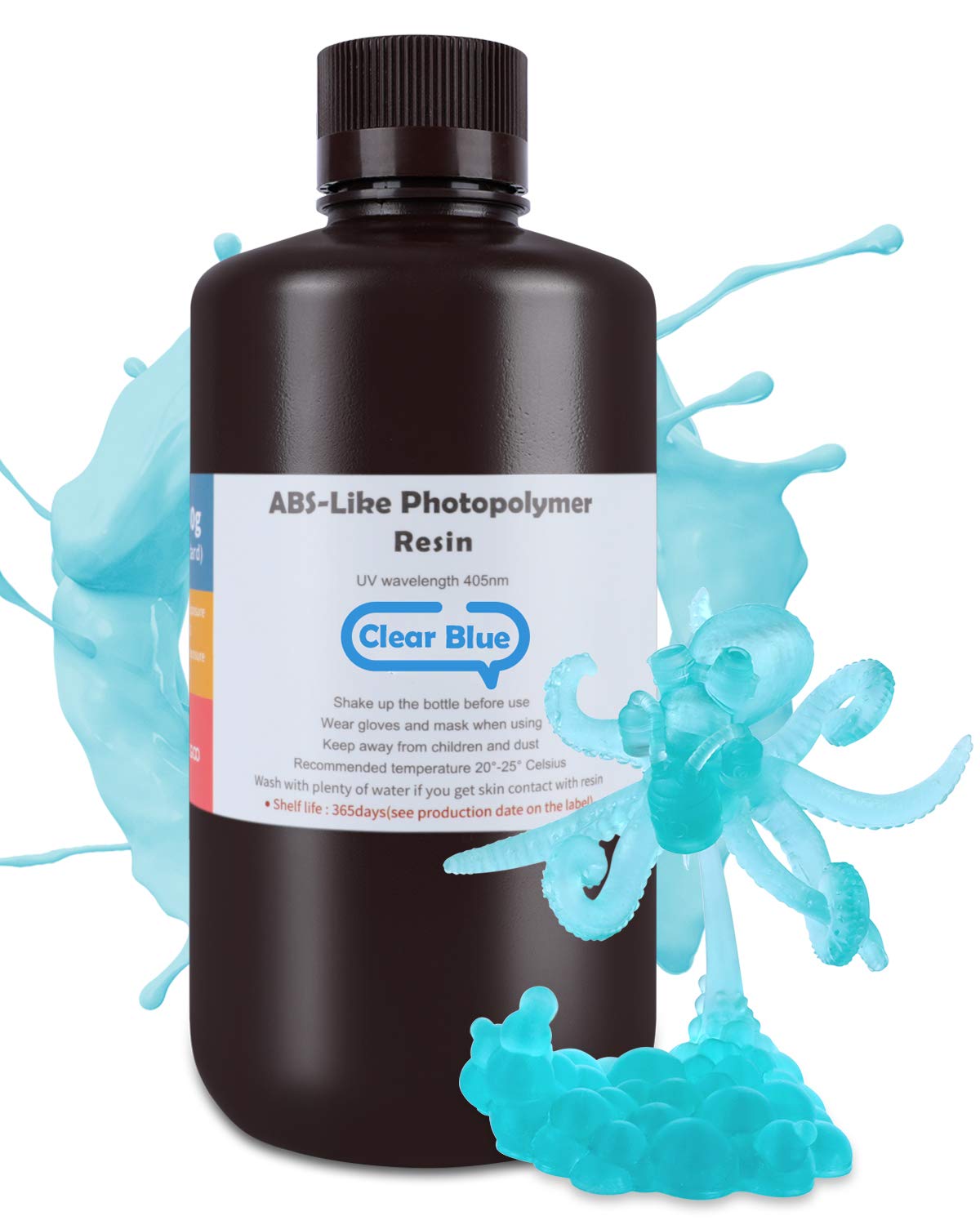 ELEGOO ABS-Like 3D Printer Resin, Clear Blue 1000g, High Toughness & Tensile Strength & Bend Flexibility Ideal for Industrial Components for LCD/MSLA 3D Printing