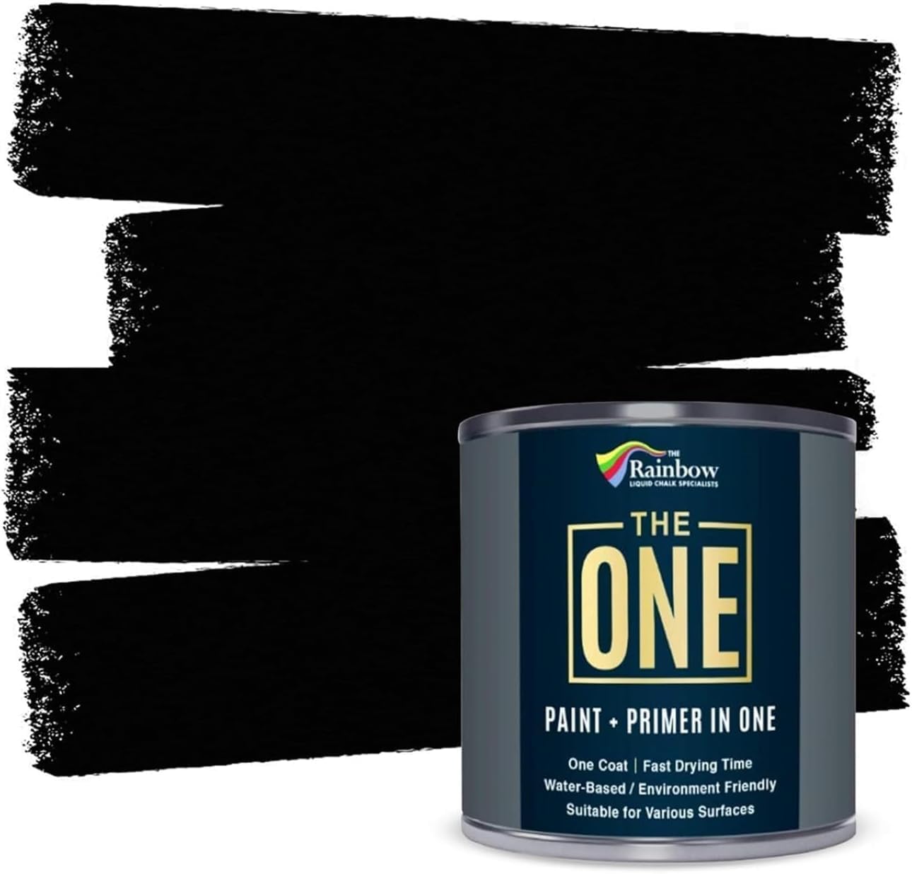 THE ONE All-In-One Paint & Primer - Black Matte, 33.8 Fl Oz/1 Liter | 1 Coat Formula | Easy Indoor & Outdoor Decorating for Home & Garden Walls, Floors & Furniture | Water-Based & Low VOC