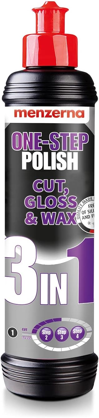 menzerna "One-Step Polish 3in1" I Medium Cut Polish with High Gloss Finish & Seal in One I Buffing & Polishing Compound for Car Maintenance I Swirls, Holograms & Scratches I Car Body Repair 250ml