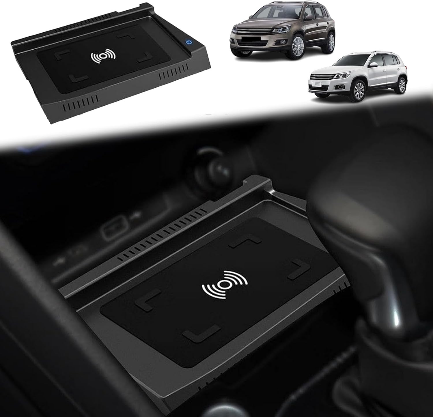 Wkopet Wireless Car Charger for VW Tiguan 2018-2023,Fast Charging Phone Charger Pad,15W Qi Fast Charging Phone Charger Pad Center Console Accessory for Any Qi Compatible Phone
